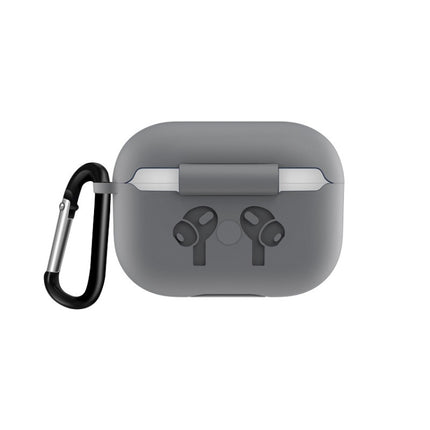 For AirPods Pro Silicone Flip Cover Earphone Protective Case with Anti-drop Buckle(Grey)-garmade.com
