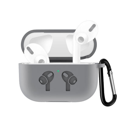 For AirPods Pro Silicone Flip Cover Earphone Protective Case with Anti-drop Buckle(Grey)-garmade.com