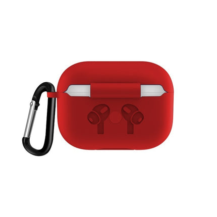 For AirPods Pro Silicone Flip Cover Earphone Protective Case with Anti-drop Buckle(Red)-garmade.com