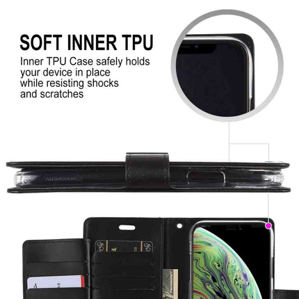 GOOSPERY RICH DIARY Crazy Horse Texture Horizontal Flip Leather Case for iPhone XS, with Card Slots & Wallet (Black)-garmade.com