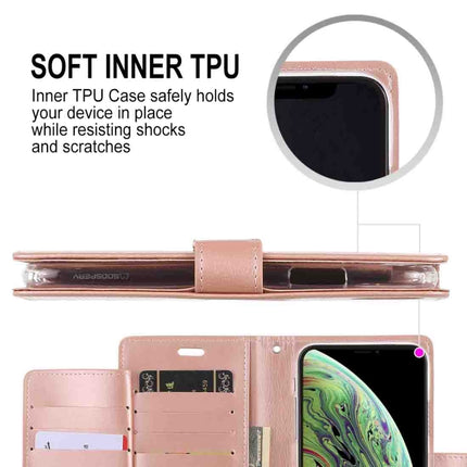 GOOSPERY RICH DIARY Crazy Horse Texture Horizontal Flip Leather Case for iPhone XS, with Card Slots & Wallet (Rose Gold)-garmade.com