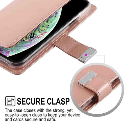 GOOSPERY RICH DIARY Crazy Horse Texture Horizontal Flip Leather Case for iPhone XS, with Card Slots & Wallet (Rose Gold)-garmade.com