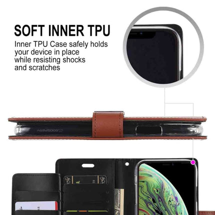 GOOSPERY RICH DIARY Crazy Horse Texture Horizontal Flip Leather Case for iPhone XS, with Card Slots & Wallet (Brown)-garmade.com