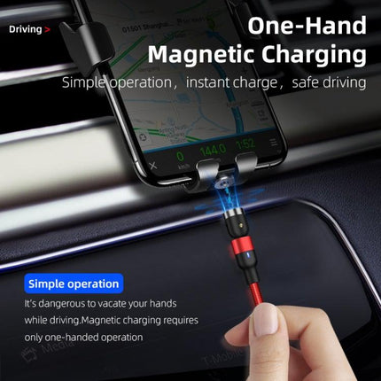 2m 2A Output USB to 8 Pin Nylon Braided Rotate Magnetic Charging Cable(Black)-garmade.com
