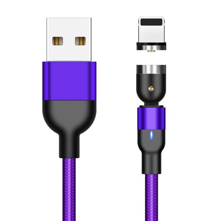 2m 2A Output USB to 8 Pin Nylon Braided Rotate Magnetic Charging Cable(Purple)-garmade.com