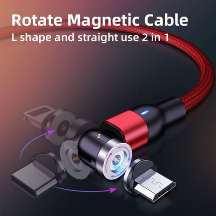 2m 2A Output USB to 8 Pin Nylon Braided Rotate Magnetic Charging Cable(Purple)-garmade.com