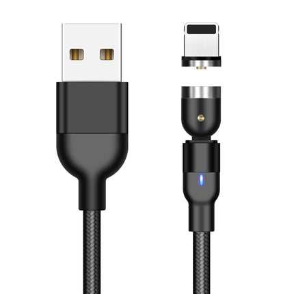 1m 2A Output USB to 8 Pin Nylon Braided Rotate Magnetic Charging Cable(Black)-garmade.com