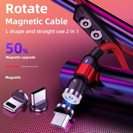 1m 2A Output USB to 8 Pin Nylon Braided Rotate Magnetic Charging Cable(Purple)-garmade.com
