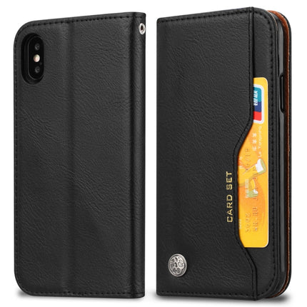 Knead Skin Texture Horizontal Flip Leather Case for iPhone XS / X, with Photo Frame & Holder & Card Slots & Wallet (Black)-garmade.com