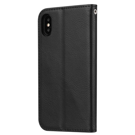Knead Skin Texture Horizontal Flip Leather Case for iPhone XS / X, with Photo Frame & Holder & Card Slots & Wallet (Black)-garmade.com