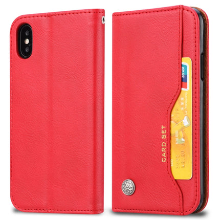 Knead Skin Texture Horizontal Flip Leather Case for iPhone XS / X, with Photo Frame & Holder & Card Slots & Wallet (Red)-garmade.com