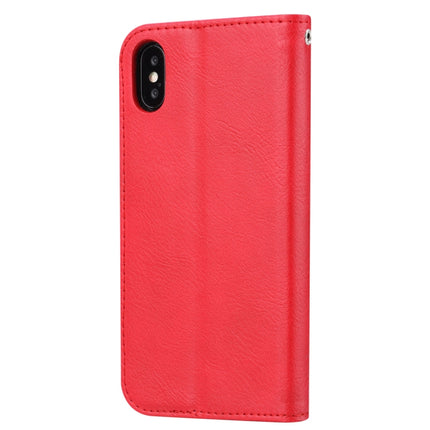 Knead Skin Texture Horizontal Flip Leather Case for iPhone XS / X, with Photo Frame & Holder & Card Slots & Wallet (Red)-garmade.com