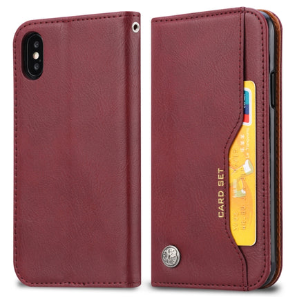 Knead Skin Texture Horizontal Flip Leather Case for iPhone XS / X, with Photo Frame & Holder & Card Slots & Wallet (Wine Red)-garmade.com