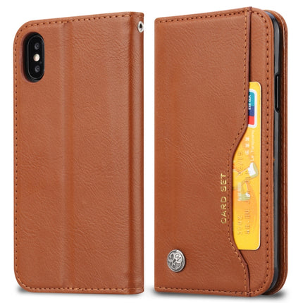 Knead Skin Texture Horizontal Flip Leather Case for iPhone XS / X, with Photo Frame & Holder & Card Slots & Wallet (Brown)-garmade.com