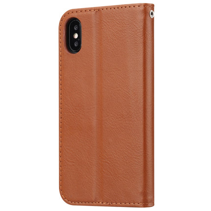 Knead Skin Texture Horizontal Flip Leather Case for iPhone XS / X, with Photo Frame & Holder & Card Slots & Wallet (Brown)-garmade.com