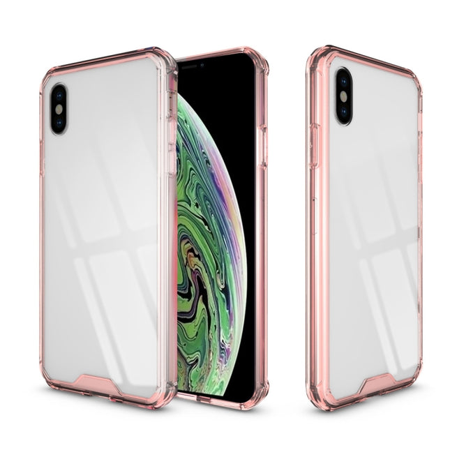 Acrylic + TPU Shockproof Transparent Armor Case for iPhone XS Max (Magenta)-garmade.com