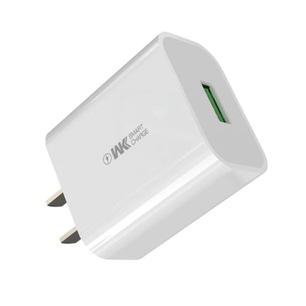 WK WP-U112 18W Single USB Fast Charging Travel Charger Power Adapter, CN Plug(White)-garmade.com