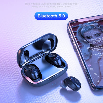 ipipoo T20 IPX4 Waterproof Bluetooth 5.0 Touch Wireless Bluetooth Earphone with Charging Box, Support Call & Siri (Black)-garmade.com