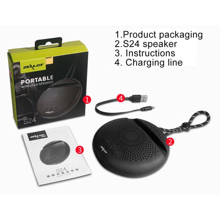 ZEALOT S24 Portable Stereo Bluetooth Speaker with Lanyard & Mobile Card Slot Holder, Supports Hands-free Call & TF Card (Black)-garmade.com