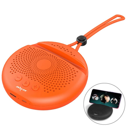 ZEALOT S24 Portable Stereo Bluetooth Speaker with Lanyard & Mobile Card Slot Holder, Supports Hands-free Call & TF Card (Orange)-garmade.com