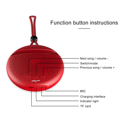 ZEALOT S24 Portable Stereo Bluetooth Speaker with Lanyard & Mobile Card Slot Holder, Supports Hands-free Call & TF Card (Red)-garmade.com