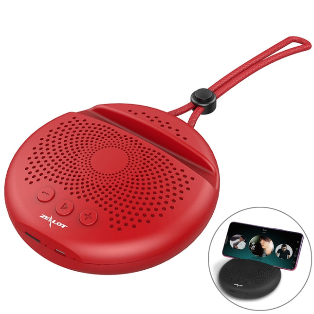 ZEALOT S24 Portable Stereo Bluetooth Speaker with Lanyard & Mobile Card Slot Holder, Supports Hands-free Call & TF Card (Red)-garmade.com