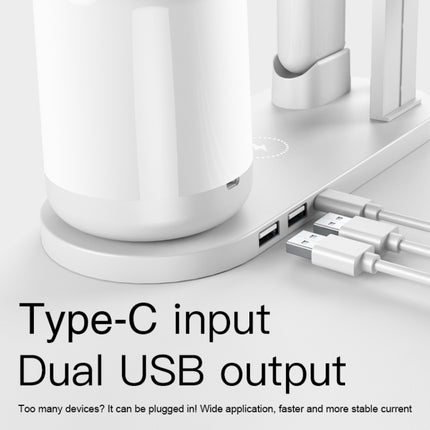 WS6 10W 2 USB Ports + USB-C / Type-C Port Multi-function Desk Lamp + Qi Wireless Charging Charger (Black)-garmade.com
