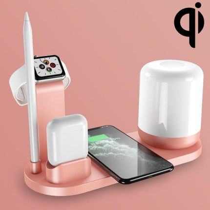 WS6 10W 2 USB Ports + USB-C / Type-C Port Multi-function Desk Lamp + Qi Wireless Charging Charger (Pink)-garmade.com