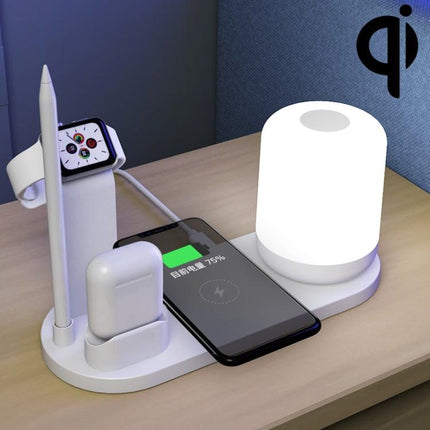 WS6 10W 2 USB Ports + USB-C / Type-C Port Multi-function Desk Lamp + Qi Wireless Charging Charger (White)-garmade.com