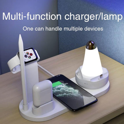 WS7 10W 2 USB Ports + USB-C / Type-C Port Multi-function Desk Lamp + Qi Wireless Charging Charger (Pink)-garmade.com