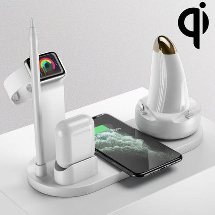 WS7 10W 2 USB Ports + USB-C / Type-C Port Multi-function Desk Lamp + Qi Wireless Charging Charger (White)-garmade.com