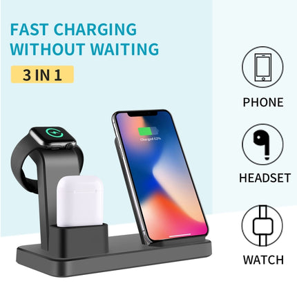 Q12 3 in 1 Quick Wireless Charger for iPhone, Apple Watch, AirPods and other Android Smart Phones(Grey)-garmade.com