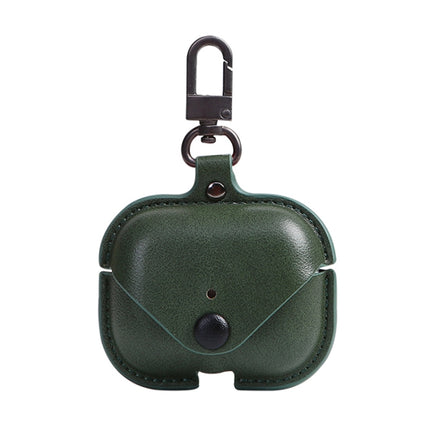 For AirPods Pro Litchi Texture PU Leather Earphone Protective Case with Hook(Green)-garmade.com