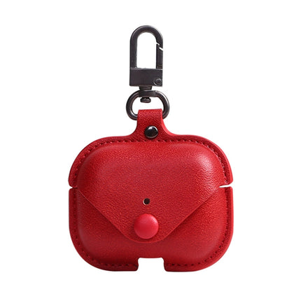 For AirPods Pro Litchi Texture PU Leather Earphone Protective Case with Hook(Red)-garmade.com