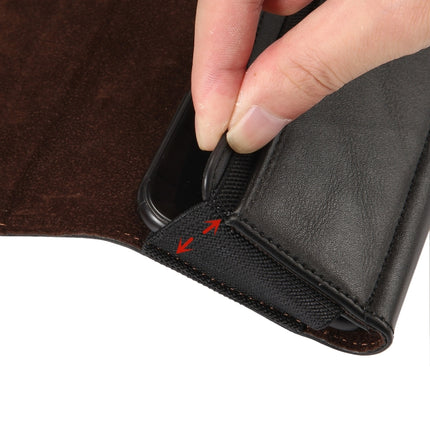 Lambskin Elastic Band Men 5.2 Inch Mobile Phone Universal Hanging Waist Leather Case with Card Slot, For iPhone XS / X Black-garmade.com