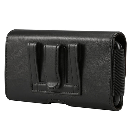 Lambskin Elastic Band Men 5.2 Inch Mobile Phone Universal Hanging Waist Leather Case with Card Slot, For iPhone XS / X Black-garmade.com