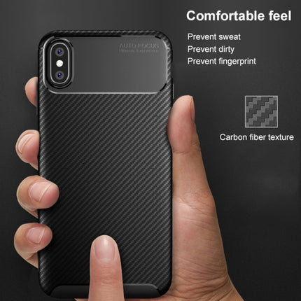 Beetle Shape Carbon Fiber Texture Shockproof TPU Case for iPhone X / XS(Black)-garmade.com