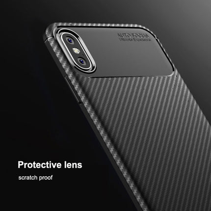 Beetle Shape Carbon Fiber Texture Shockproof TPU Case for iPhone X / XS(Blue)-garmade.com