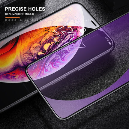 mocolo 0.33mm 9H 3D Round Edge Anti Blue-ray Tempered Glass Film for iPhone 11 Pro / XS / X(Black)-garmade.com
