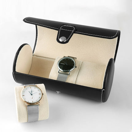 Portable Travel Watch Cylinder Protective Box Storage Bag(Black)-garmade.com