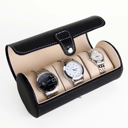 Portable Travel Watch Cylinder Protective Box Storage Bag(Black)-garmade.com