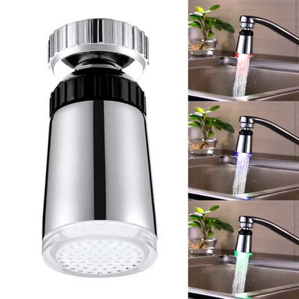 SDF2-B9 1 LED Temperature Sensor RGB LED Faucet Light Water Glow Shower, Size: 58 x 28mm, Interface: 22mm (Silver)-garmade.com