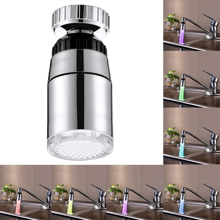 SDF-B9 1 LED ABS Colorful Change LED Faucet Light Water Glow Shower, Size: 58 x 28mm, Interface: 22mm (Silver)-garmade.com
