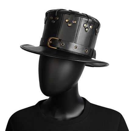 FHG144BK Halloween Punk Style Rivet Gentleman Hat Magic Hat-garmade.com
