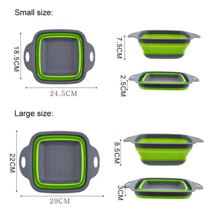 5 Sets Square Foldable Drain Basket Set Kitchen Silicone Fruit Vegetables Retractable Filter, Specification: Small + Large(Orange)-garmade.com