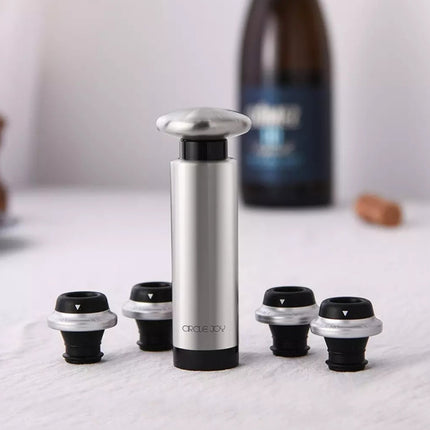 Original Xiaomi Youpin CircleJoy Stainless Steel Red Wine Preservation Stopper Set, Style: 4 Stoppers in One Pump-garmade.com