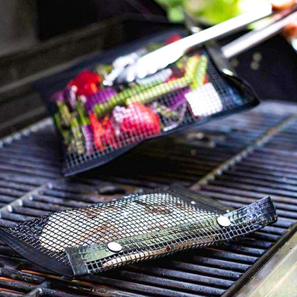 Barbecue Heat Resistant Non-stick Grilling Mesh BBQ Baking Bag, Size: 24 x 14cm (Black)-garmade.com