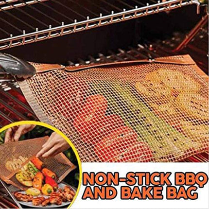 Barbecue Heat Resistant Non-stick Grilling Mesh BBQ Baking Bag, Size: 24 x 14cm (Copper)-garmade.com