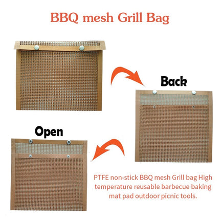 Barbecue Heat Resistant Non-stick Grilling Mesh BBQ Baking Bag, Size: 27 x 22cm (Copper)-garmade.com