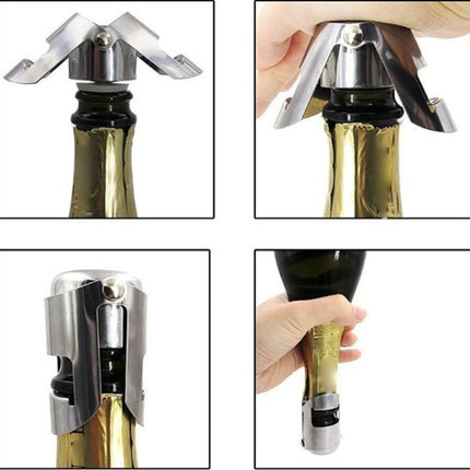 5 PCS Novel Stainless Steel Champagne Wine Bottle Stopper (Silver)-garmade.com